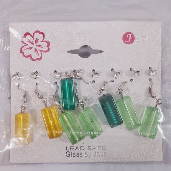 DANGLE and Stud Glass Earrings By Jove - Set of 8 Earring Pairs. - Picture 8 of 10